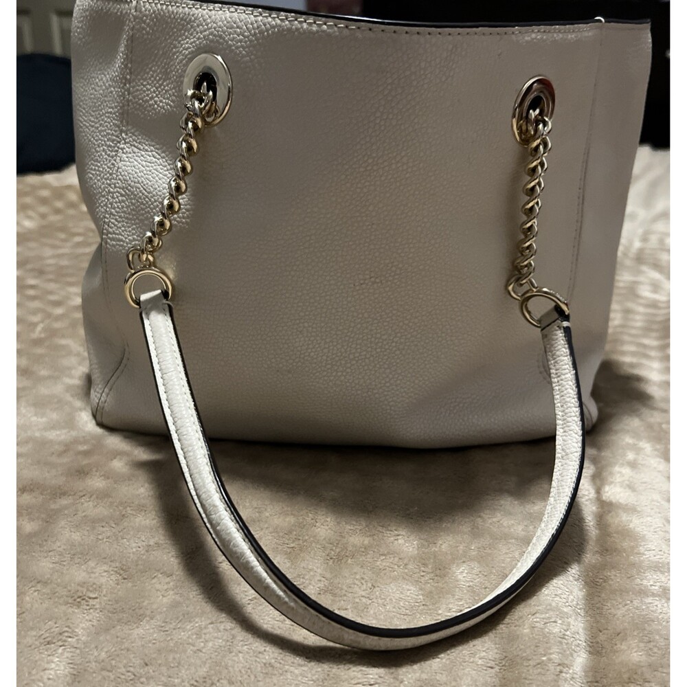Coach Turnlock Chain Handle Cream Color Purse Tote 27 - Picture 4 of 15
